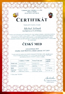 Certifikát Český med 2019